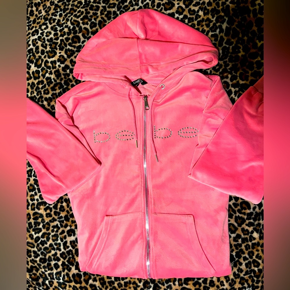 Bebe pink velour zip up